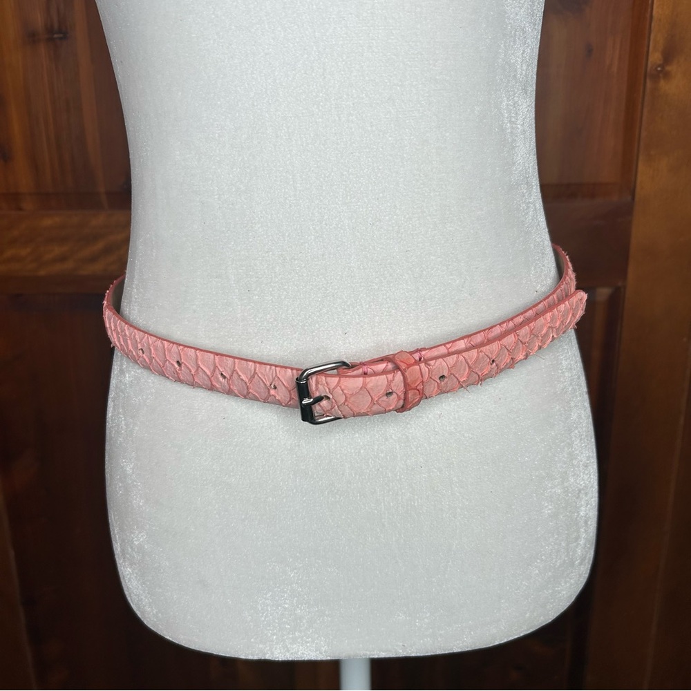 Ann Taylor Vintage '85 Pastel Snakeskin Embossed Leather Skinny Belt Timeless